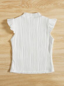 SHEIN Teen Girls Mock Neck Ruffle Trim Top - White - View 2