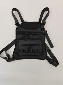 Bolso minimalista para hombre con aparejo en el pecho - Negro - Ver 4