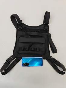 Bolso minimalista para hombre con aparejo en el pecho - Negro - Ver 5