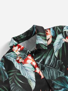 SHEIN 小男童熱帶圖案襯衫和短褲