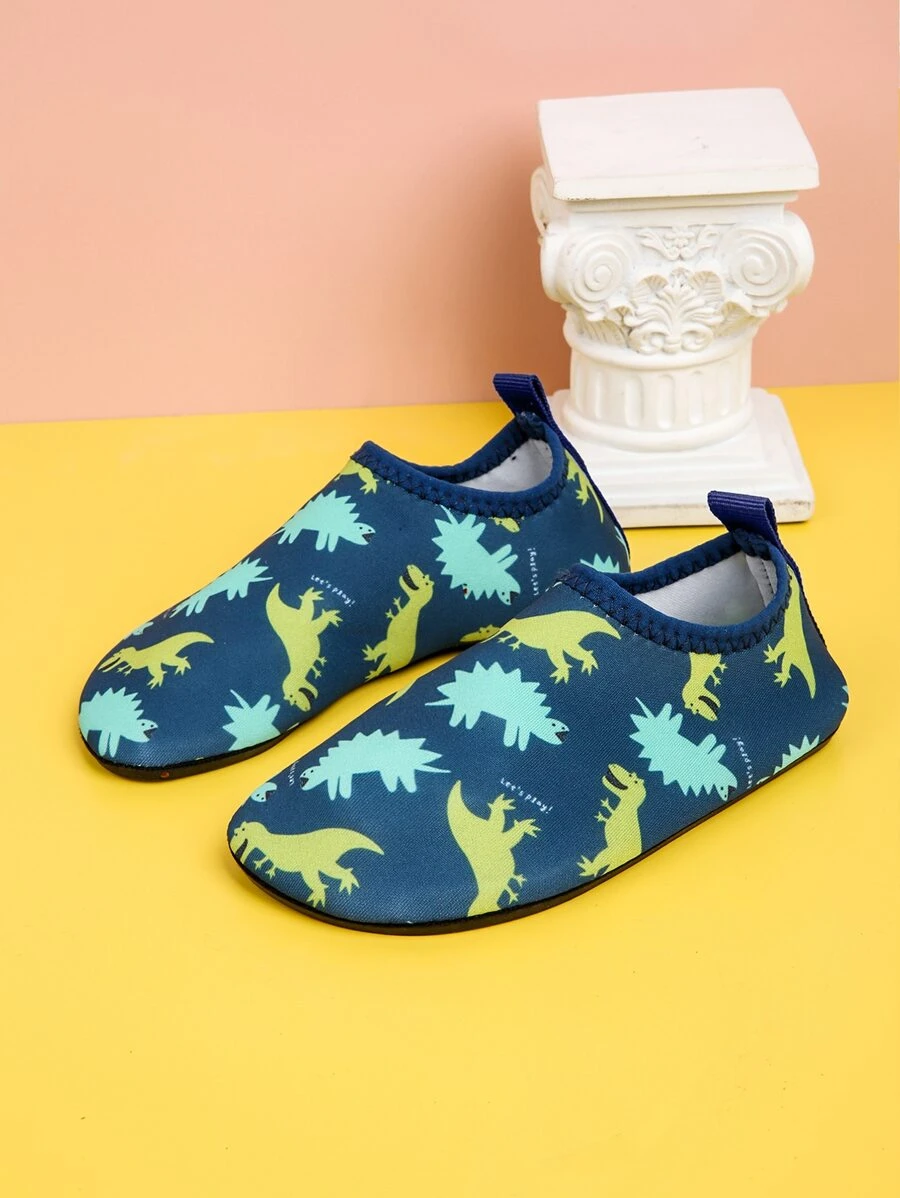 水襪女孩卡通恐龍圖案涉水鞋 - 藏蓝色 - 查看 1