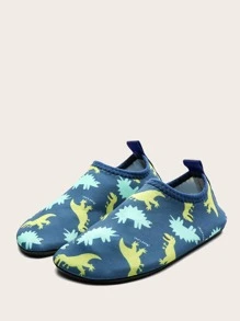 水襪女孩卡通恐龍圖案涉水鞋 - 藏蓝色 - 查看 2