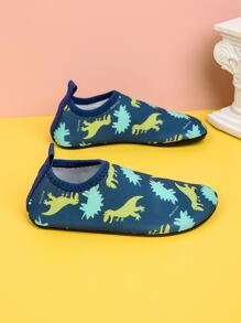 水襪女孩卡通恐龍圖案涉水鞋 - 藏蓝色 - 查看 3