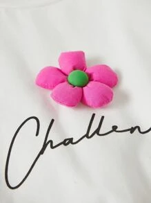 SHEIN 女孩字母圖案T恤和腰帶半身裙 - 彩色 - 查看 3