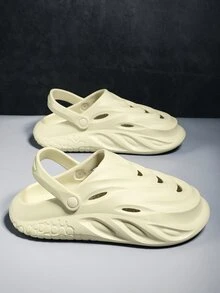 Men Hollow Out Vented Clogs EVA Slingback Clogs Beige - Beige - View 1