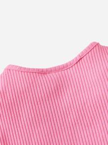 SHEIN Baby Colourblock Lettuce Trim Ribbed Knit Tee - Multicolor - View 4