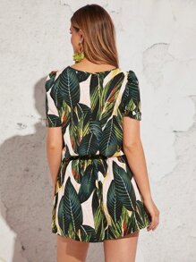 SHEIN VCAY Bộ đồ hai mảnh nữ Thắt nút Túi Nhiệt đới Boho - Nhiều màu - Xem 2