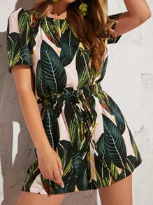 SHEIN VCAY Bộ đồ hai mảnh nữ Thắt nút Túi Nhiệt đới Boho - Nhiều màu - Xem 3