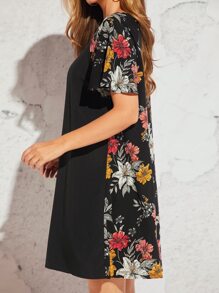SHEIN LUNE Vestido con estampado floral de manga raglán - Multicolor - Ver 6
