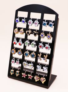 18pairs/set Random Rhinestone & Heart Decor Earrings - Multicolor - View 1