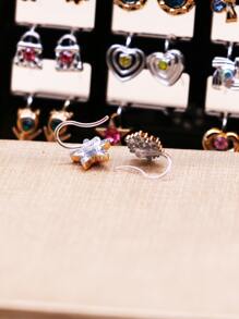 18pairs/set Random Rhinestone & Heart Decor Earrings - Multicolor - View 2