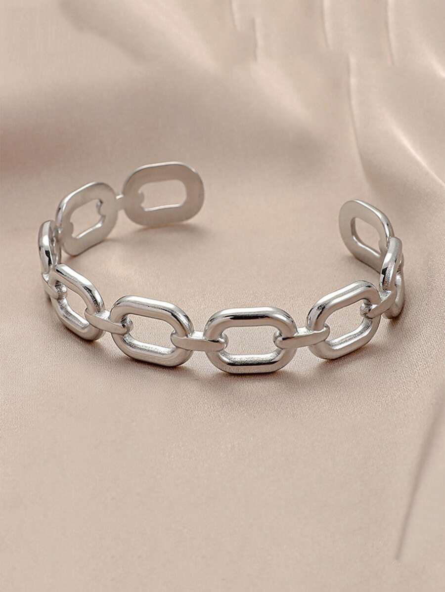 1入時尚不鏽鋼中空手鐲 - 銀色 - 查看 1