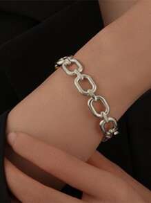 1入時尚不鏽鋼中空手鐲 - 銀色 - 查看 2