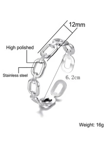 1入時尚不鏽鋼中空手鐲 - 銀色 - 查看 3