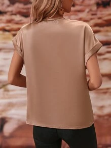 SHEIN Clasi 垂領蝙蝠袖緞面襯衫