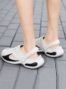 Men Hollow Out Vented Clogs EVA Slingback Clogs White - Black and White - View 3