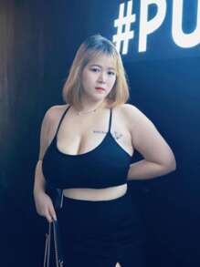 Swim Basics Summer Beach Plus Size Solid Bikini Set - Black - View 1