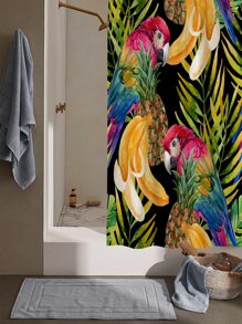 1pc Tropical Pattern Waterproof Shower Curtain - Multicolor - View 4