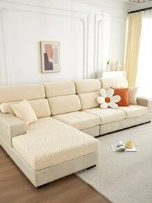 1入組幾何樣式有彈性沙發座套 - 米色 - 查看 7