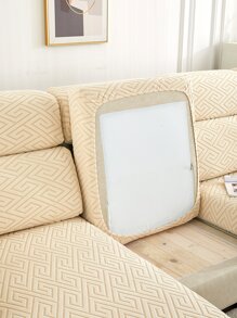 1入組幾何樣式有彈性沙發座套 - 米色 - 查看 3
