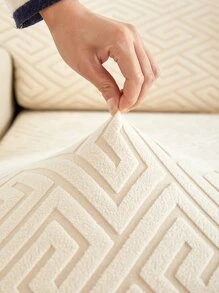 1入組幾何樣式有彈性沙發座套 - 米色 - 查看 4