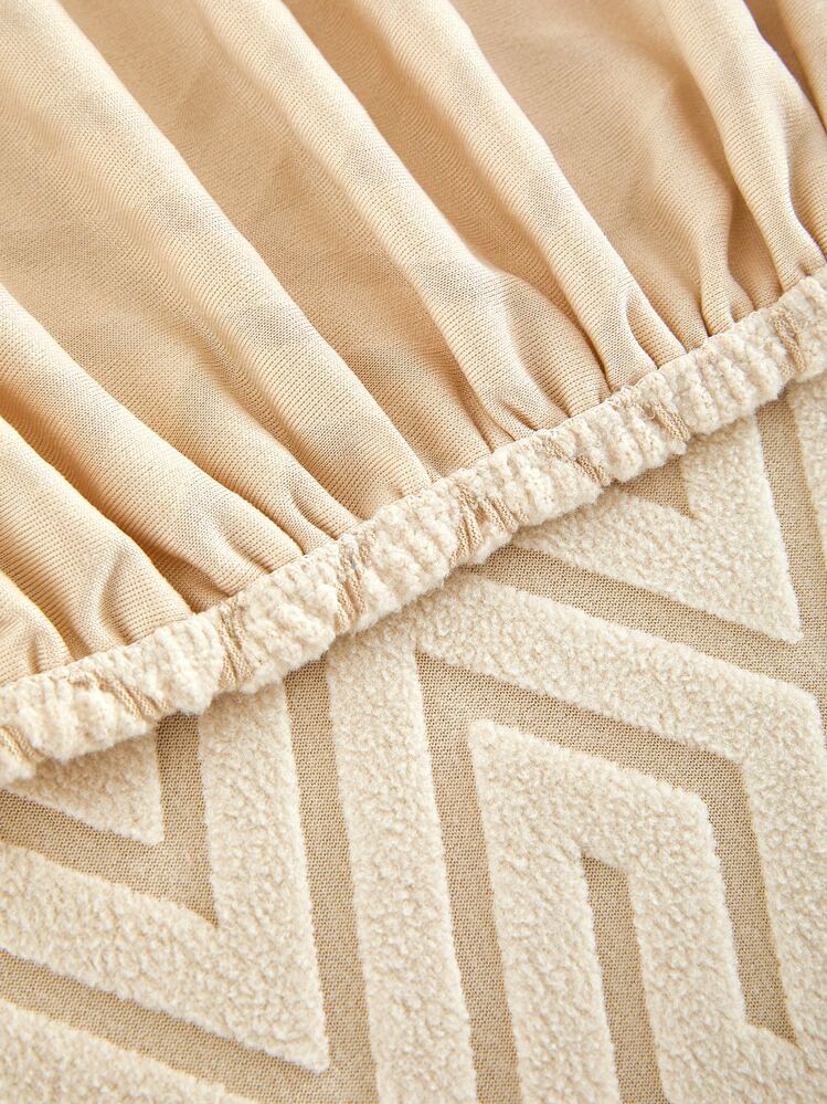 1pc Geometric Pattern Stretchy Sofa Seat Cover - Beige - View 5