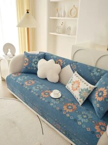 1入組幾何樣式沙發巾 - 藍色 - 查看 3