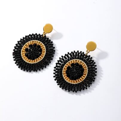 Beaded Round Drop Earrings