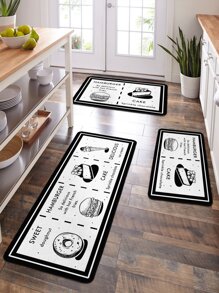 1 pieza Alfombra con estampado de dónuts y letra cocina - Multicolor - Ver 1