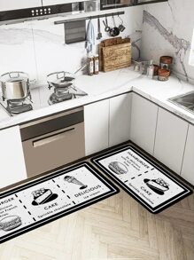 1 pieza Alfombra con estampado de dónuts y letra cocina - Multicolor - Ver 6