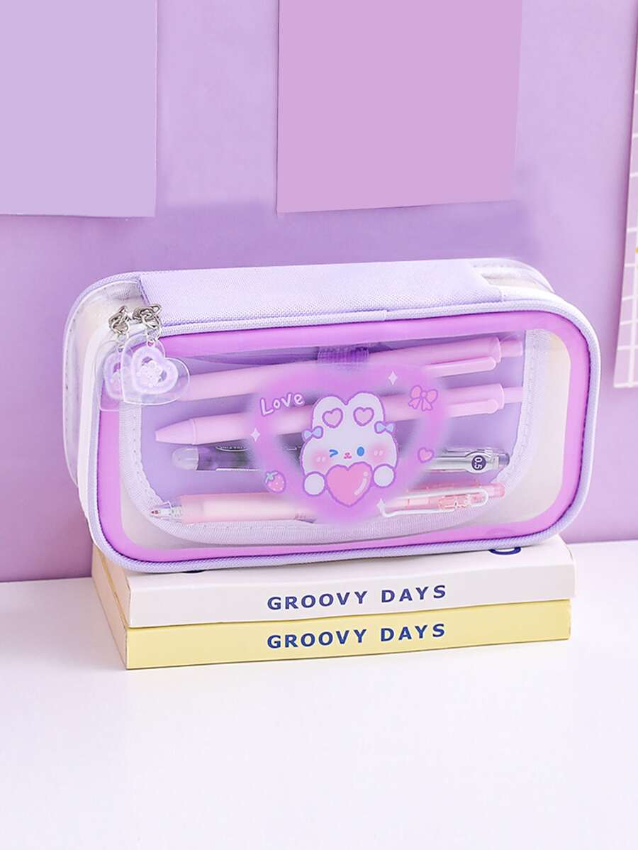 1pc Cartoon Rabbit Decor Pencil Bag - Multicolor - View 1