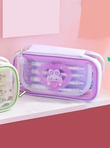 1pc Cartoon Rabbit Decor Pencil Bag - Multicolor - View 2