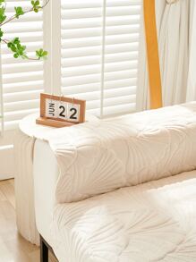 1 khăn sofa họa tiết chiếc lá - Màu be - Xem 4