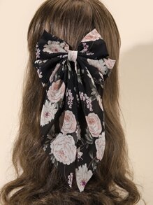 印花蝴蝶結裝飾彈簧夾 - 彩色 - 查看 1