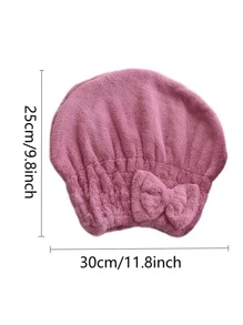 1pc Bow Decor Hair Towel Home Bathroom Decor - Blue - View 8