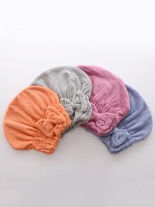 1pc Bow Decor Hair Towel Home Bathroom Decor - Blue - View 5