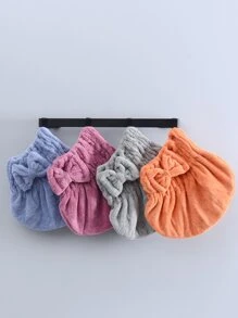 1pc Bow Decor Hair Towel Home Bathroom Decor - Blue - View 2