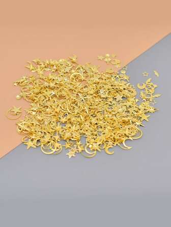 1 paquete de lentejuelas pequeñas con purpurina mezclada de estrellas y luna de cobre para decoraciones navideñas DIY, accesorios dorados, placa para uñas de belleza