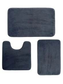 1pc Plain Soft Memory Foam Non-slip Absorbent Floor Mat For Bathroom And Toilet - Dark Grey - View 4