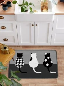 1 peça Tapete de cozinha padrão de gato - Multicolorido - Visão 6