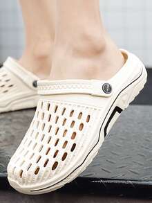 男士鏤空洞洞鞋乙烯-乙酸乙烯共聚物露跟洞洞鞋白色 - 米色 - 查看 2