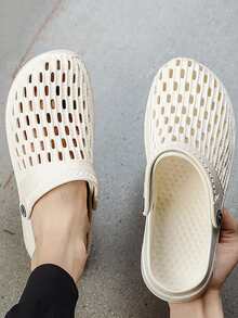 男士鏤空洞洞鞋乙烯-乙酸乙烯共聚物露跟洞洞鞋白色 - 米色 - 查看 4