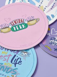 FRIENDS X SHEIN 4 件字母图案杯垫，礼物 - 彩色 - 查看 3