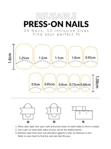 288 chiếc Ngắn Vuông Họa Tiết Hoạt Hình Móng Tay Giả & 1 Dũa Móng Tay & 1 Tấm Băng Keo - Nhiều màu - Xem 3