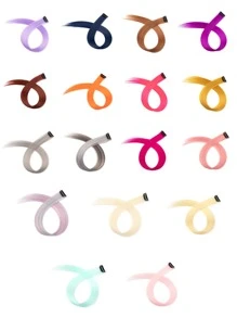 8PCS Colored Clip In Hair Extensions For Girls 22Inch Rainbow Straight Synthetic Hairpieces - Hot Pink - View 5