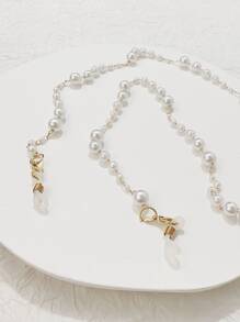 Faux Pearl Decor Beaded Face Covering Chain - Multicolor - View 2