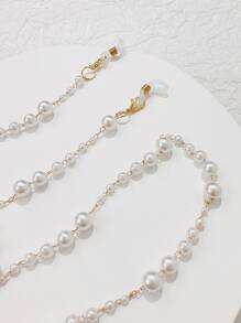 Faux Pearl Decor Beaded Face Covering Chain - Multicolor - View 3