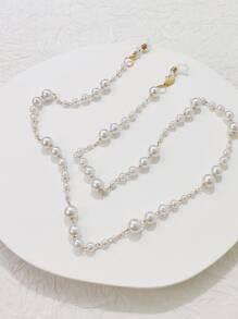 Faux Pearl Decor Beaded Face Covering Chain - Multicolor - View 5
