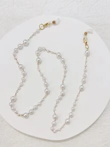 Faux Pearl Decor Beaded Face Covering Chain - Multicolor - View 6