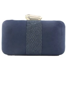 Sac boîte mini avec strass - Bleu marine - Voir 1